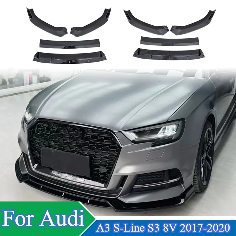 

Для Audi A3 S-Line S3 8V 2017-2020 автомобильный передний бампер, спойлер, сплиттер, бампер Canard, сплиттер для губ, комплект кузова, аксессуары для тюнинга