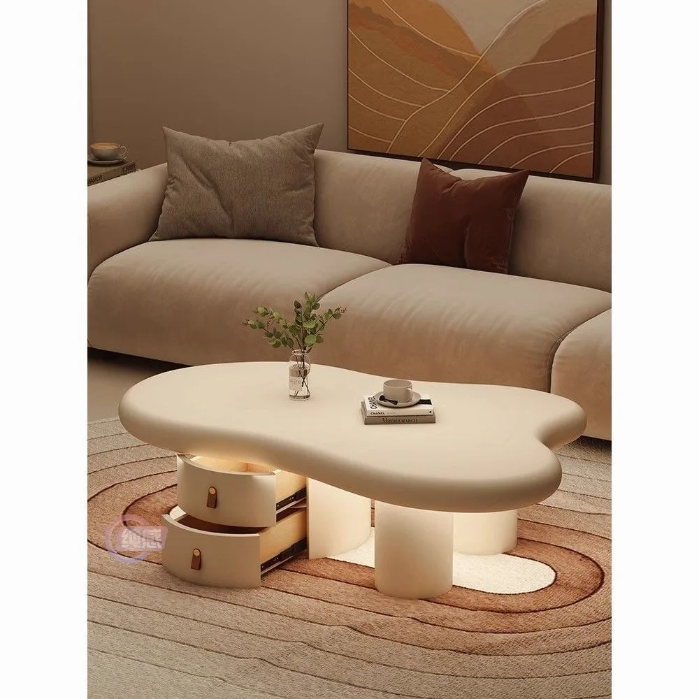 Mesa redonda irregular moderna para sala de estar, mesa creativa minimalista italiana, nueva mesa de centro en forma de nube, tipo apartamento