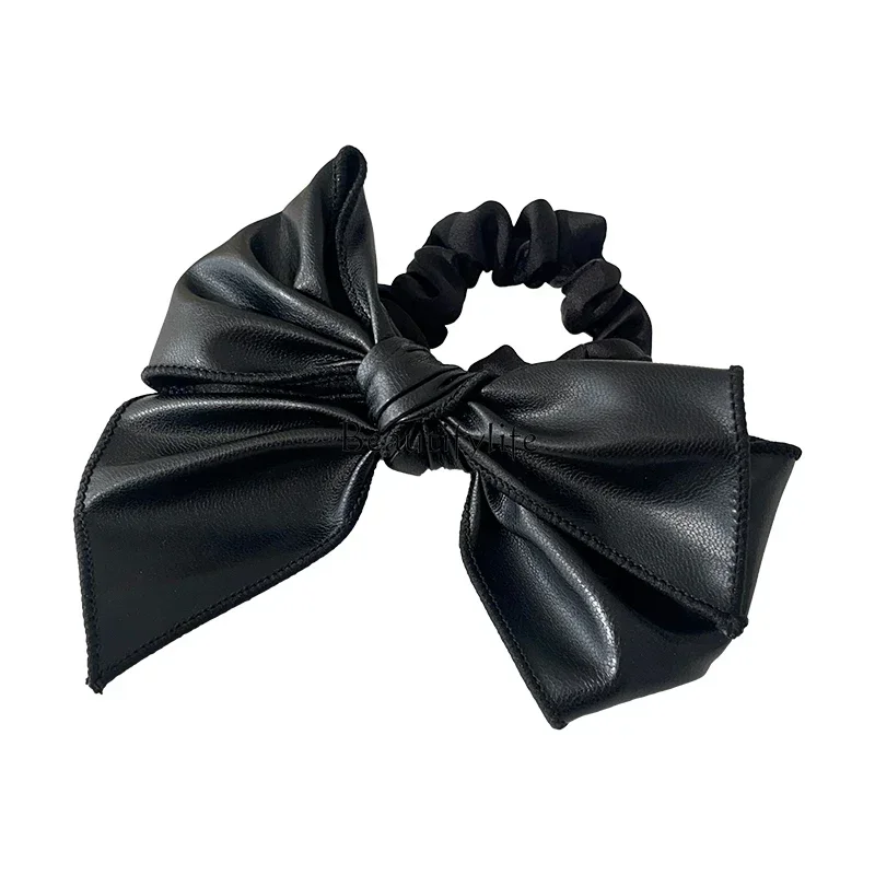 Fashion Maillard leather bow hair band high elastic hair rope headgear