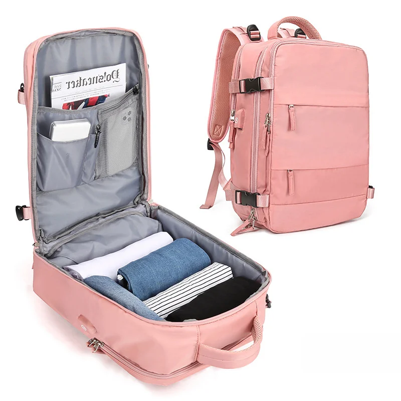 High Quality A4 15.6'' Laptop Women Travel Backpack Waterproof Fashion Multifunctional SchoolBag Black Blue Purple Pink White