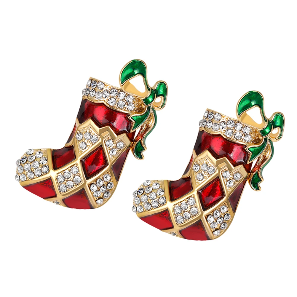 

2Pcs Christmas Gift Decorative Brooch Breastpin Costume Accessories Sock Cane Snowflake Pin Women Gifts Holiday PartyChristmas