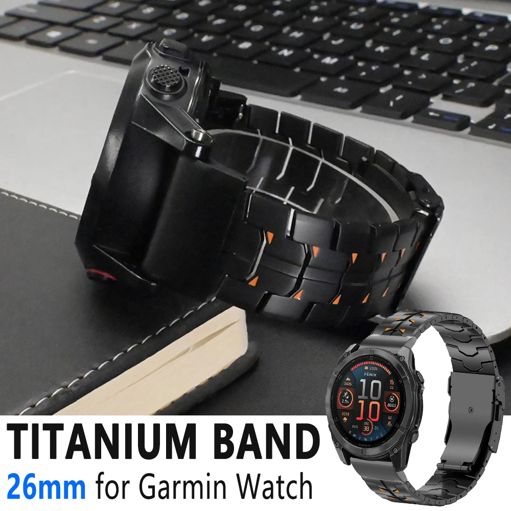 

26mm Titanium Band for Garmin Watch Fenix 8 7X Pro Tactix 7 EPIX Pro 51mm Men Strap for Enduro 3 2X Instinct 3 2X 50mm Bracelet