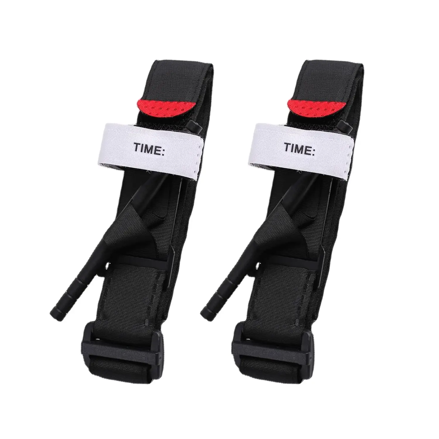 Torniquete médico tático para exploração ao ar livre, 2 peças, aplicação de combate, ponta vermelha, cinto de emergência médica, kit de primeiros socorros