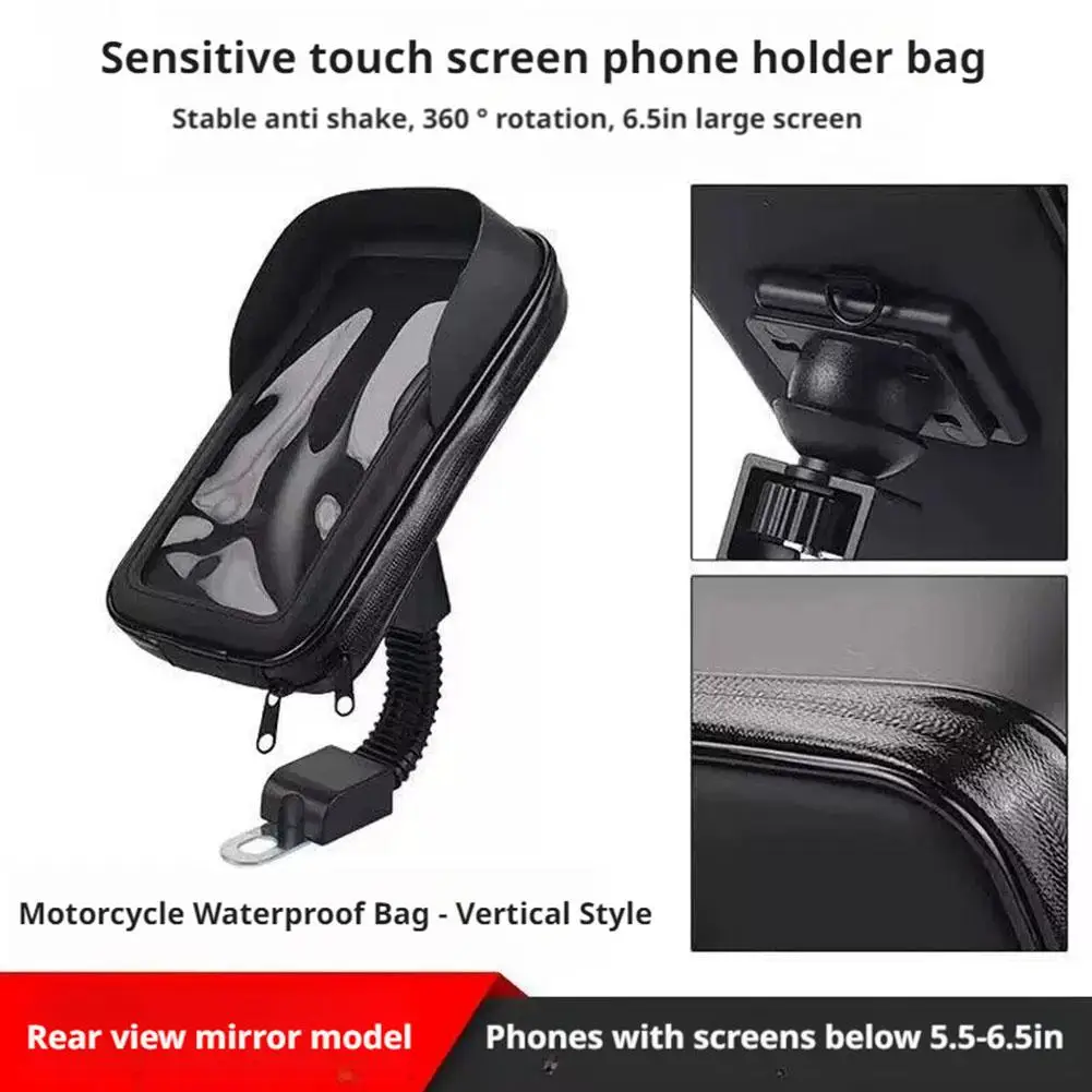 

New Motorcycle Reversing Mirror Mobile Phone Holder Adjustable And Mobile Cover Waterproof Navigation Screen HD Holder With W1U3
