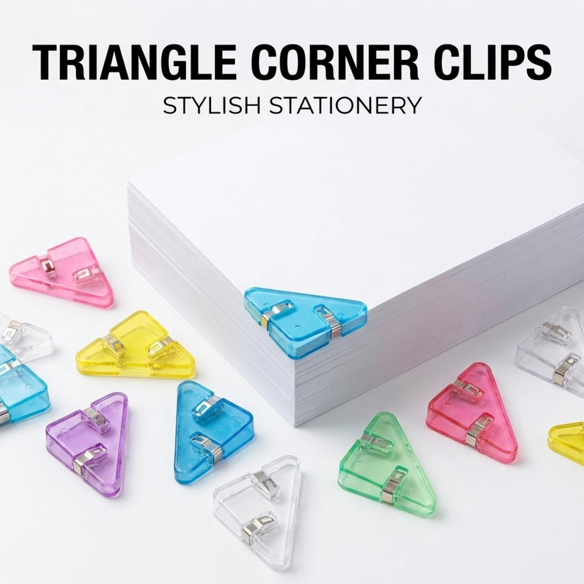 Triangle Corner Clips, Multi-Color Paper Holders, No Damage,Perfect for Student Study Organization.