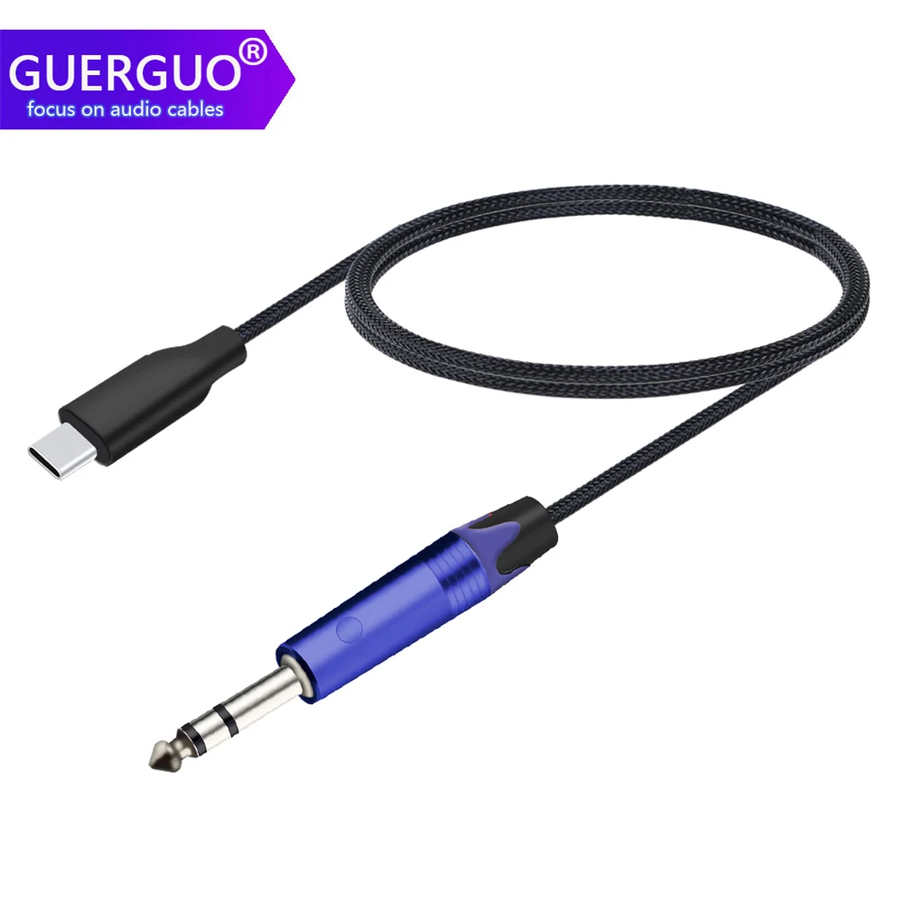 

Аудио стереокабель USB C на 1/4 дюйма TRS, аудиокабель типа C на 6,35/6,5 мм с наружной резьбой 1/4 дюйма для усилителя, микшера, домашнего кинотеатра, динамика