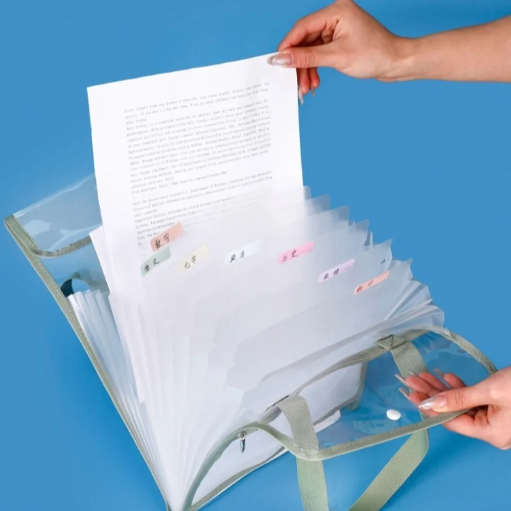 

Portable 13 Pocket File Folders Multi-Layer Large Capacity A4 Expanding Organ Bag Simple Thickening Paper Organizer Classroom