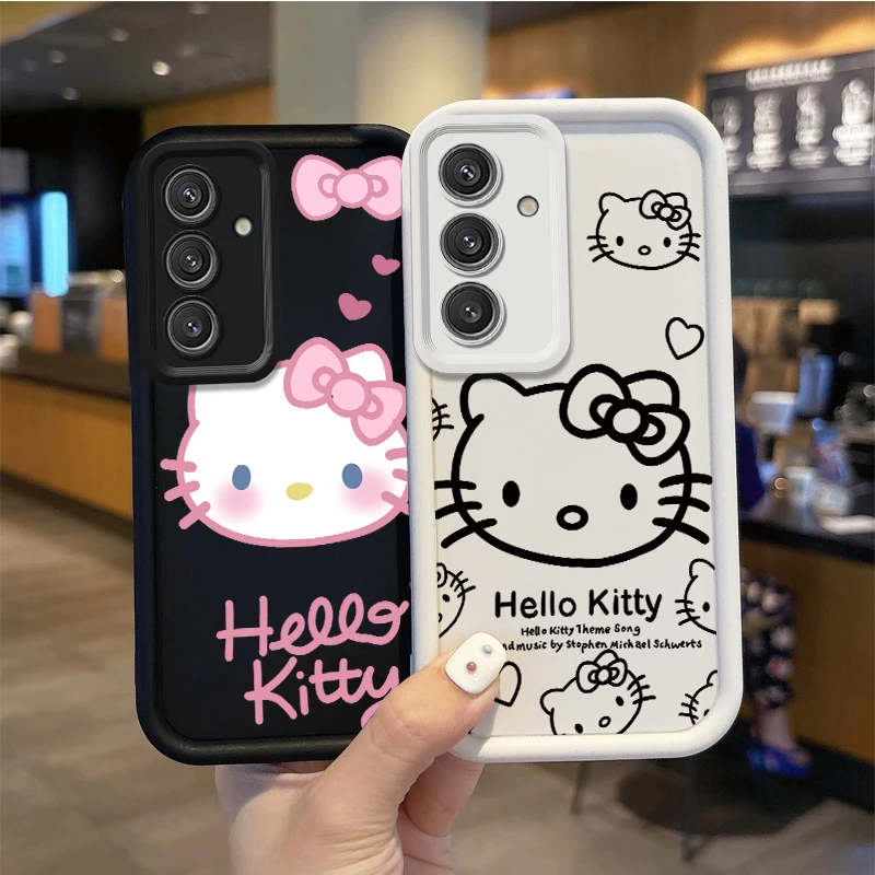 

Lovely Sanrio Hello Kitty Cartoon Phone Case For Samsung Galaxy S25 S24 S23 S21 Ultra Plus S25 S23 S20 Washable Protective Cover