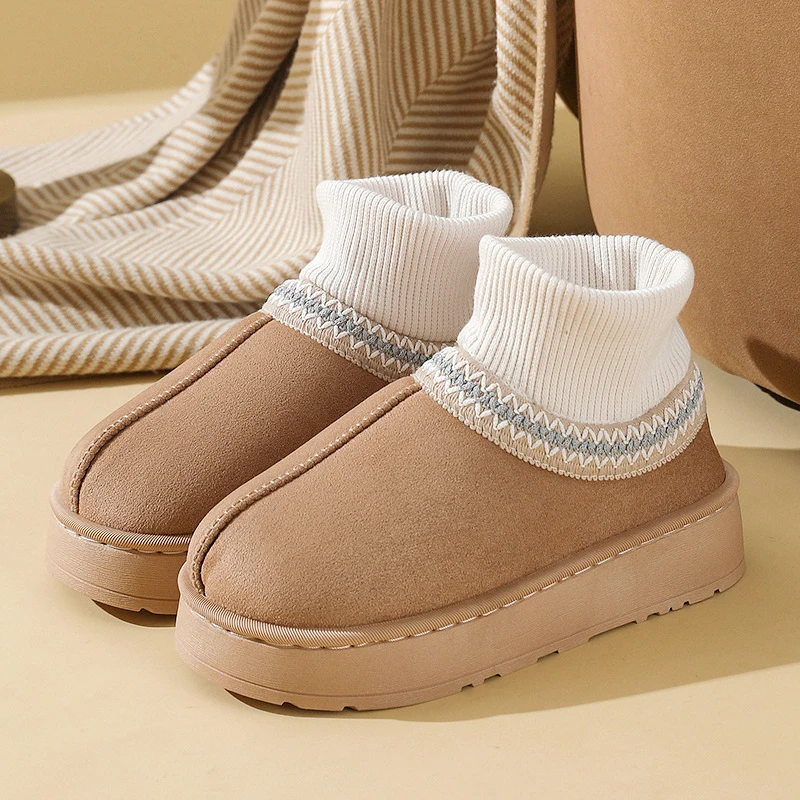 Bottines d'hiver en peluche pour femmes, pantoufles décontractées pour la maison, chaussures de luxe moelleuses de styliste, chaussons de neige en fourrure pelucheuse pour l'intérieur