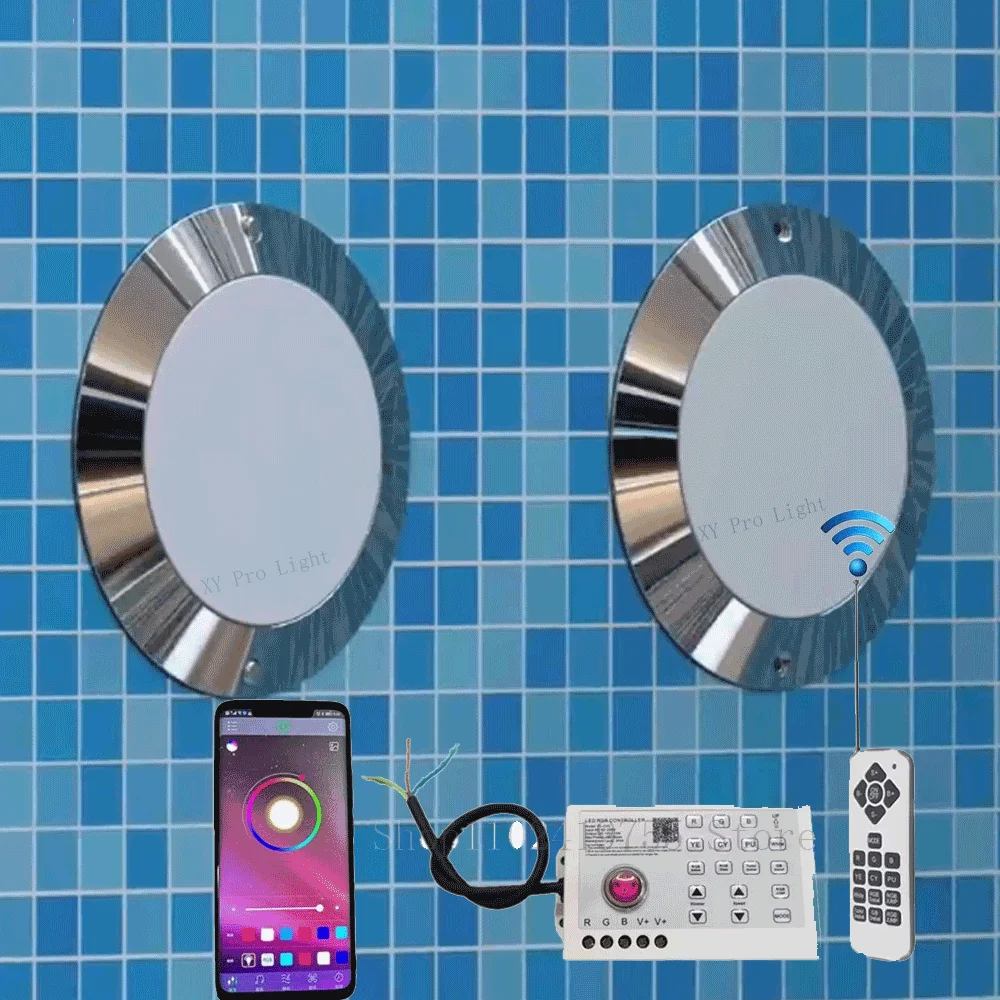 

35W RGB Underwater Lights 25W Bluetooth APP Control 12V IP68 12W LED Swimming Pool Light 18W Pool Party Decoration Fountain Lamp