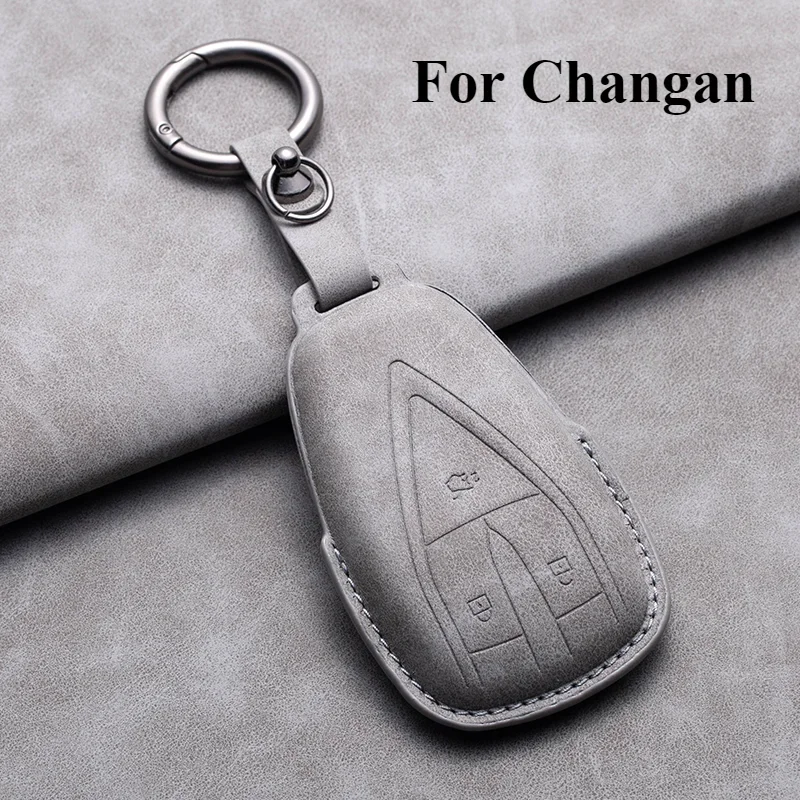 

Leather Car Key Case Cover Fob For Changan CS35PLUS CS35 Plus CS55 PLUS CS75 PLUS Eado UNI-T UNI K Oushang X5 X7 EV 2019-2022