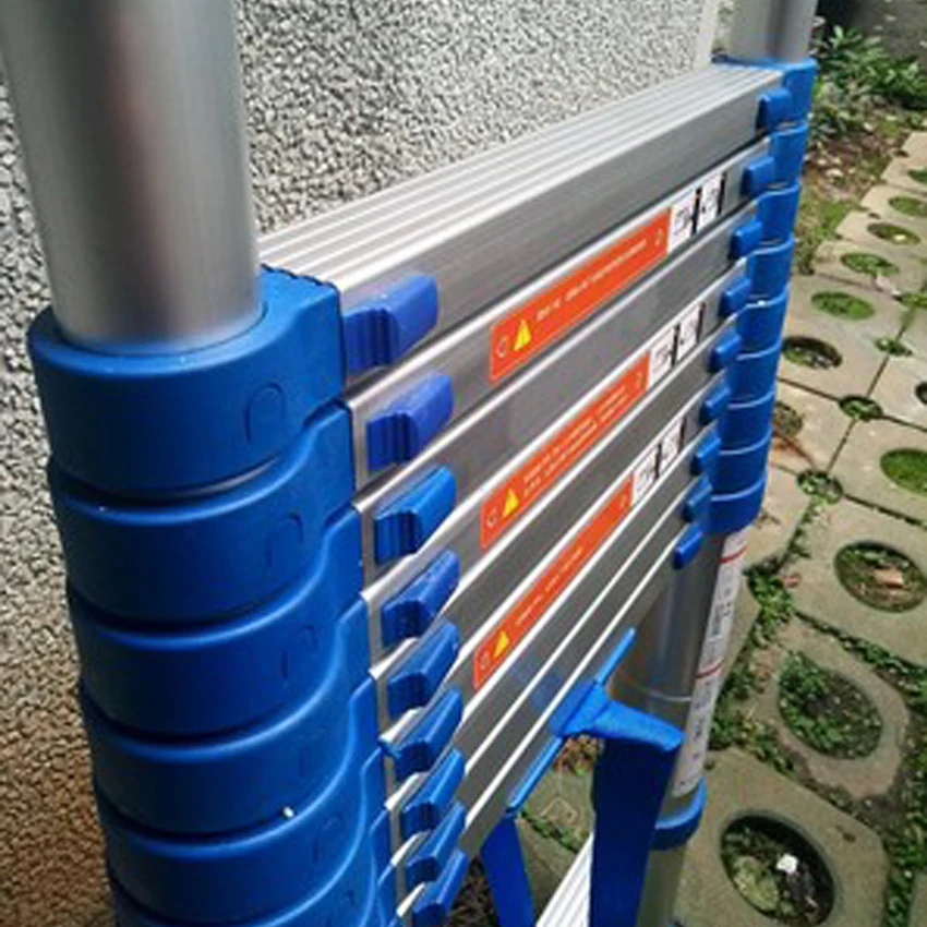 JJS511 Aluminium Alloy Single-sided Straight Ladder 4.15M 14-Step Telescopic Ladder Portable Household Extension Ladder Thicken