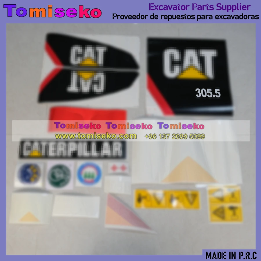 Sticker Decals Kit Fits For Caterpillar E305.5 305.5E 305.5E2 E306 306E 306D E307 307E E308 308E Mini Excavator