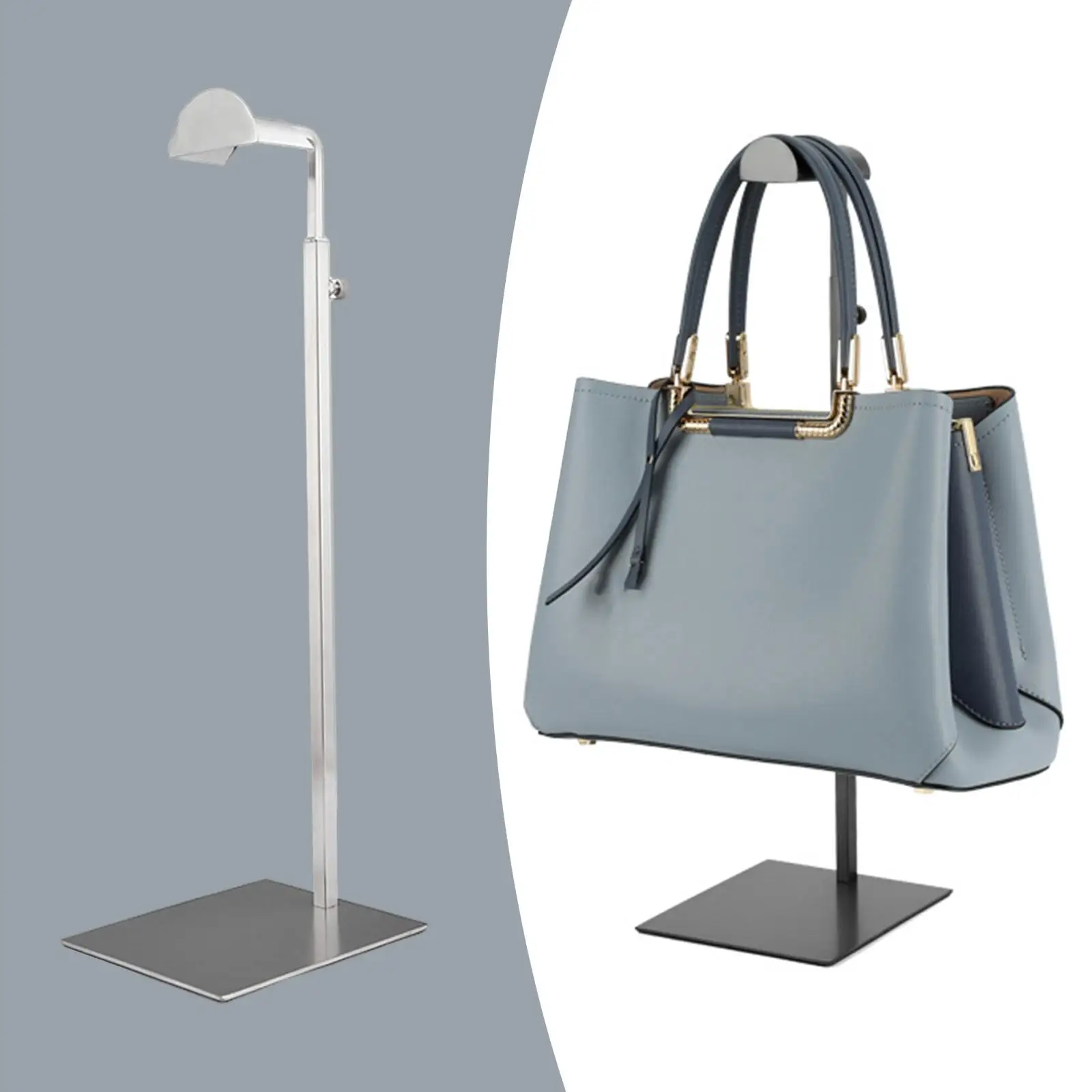Heavy Duty Metal Purse Display Stand Adjustable Height Handbag Holder Rack with Anti Slip Base for Showcase