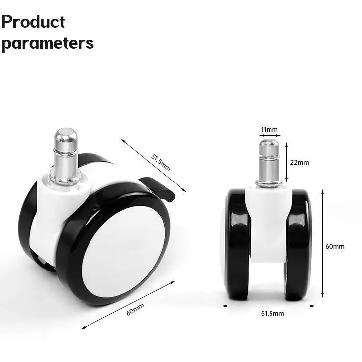 5 Pcs 2.5 Inch M8 Thread Office Chair Wheel