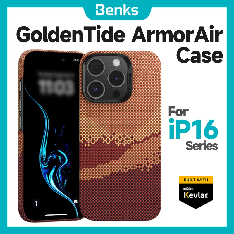 Benks GoldenTide ArmorAir Magnetic Case Built with Kevlar Fiber for IPhone 16Pro / 16ProMax Ultra Thin Phone Protective Cover