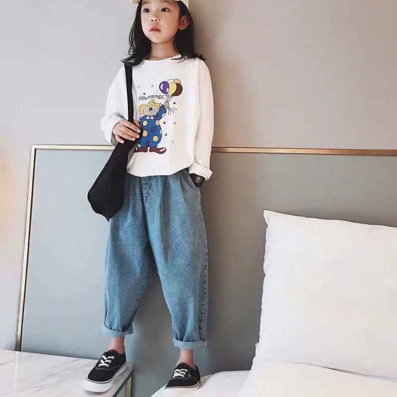 Girls Casual Pants Long Trousers Cotton 2024 Jean Spring Autumn Teenagers Baby's Kids Pants High QualityTeenagers Children's Clo