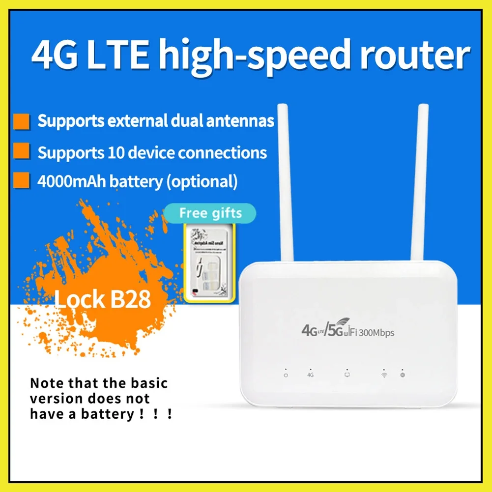 4G LTE WiFi Router Wi-Fi Hotspot with SIM Card Slot 300Mbps Wireless Mobile WiFi Hotspot Routers DNS VPN High Gain Antennas