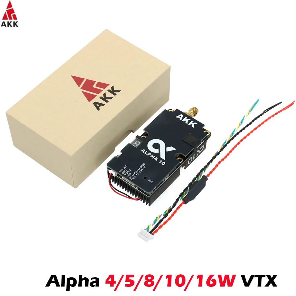 

AKK Alpha4 Alpha5 Alpha8 Alpha10 Alpha16 5.8-6.0GHz FPV Video Transmitter 4W 5W 8W 10W 16W VTX for Long Range FPV Racing Drones