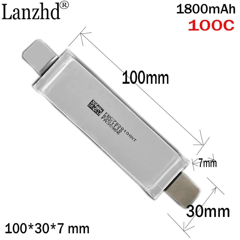 

1-10pcs 3.7V High Capacity Li ion Battery Pack Diy 7030100 1800mAh Li Polymer Cell 100C For Car starting ignitor Electric Motor