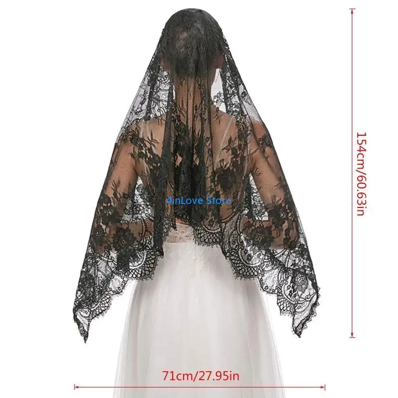 T4MD Church Veil Mantilla łacińskie welony Masowe Kwiatowe koronkowe konstrukcje do pokrycia głowy