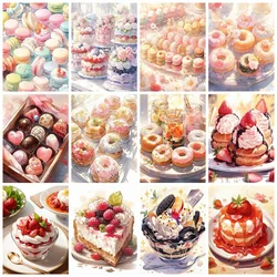 Full Round 5D Diy Diamond Painting Cake Food Home Decor Embroidery Mosaic Cartoon Landscape Wall Art