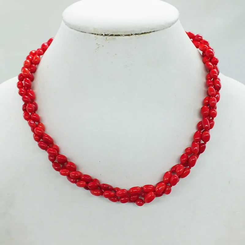 

the last one. Fashion Classic. 3 strands natural red coral necklace. 17 inches