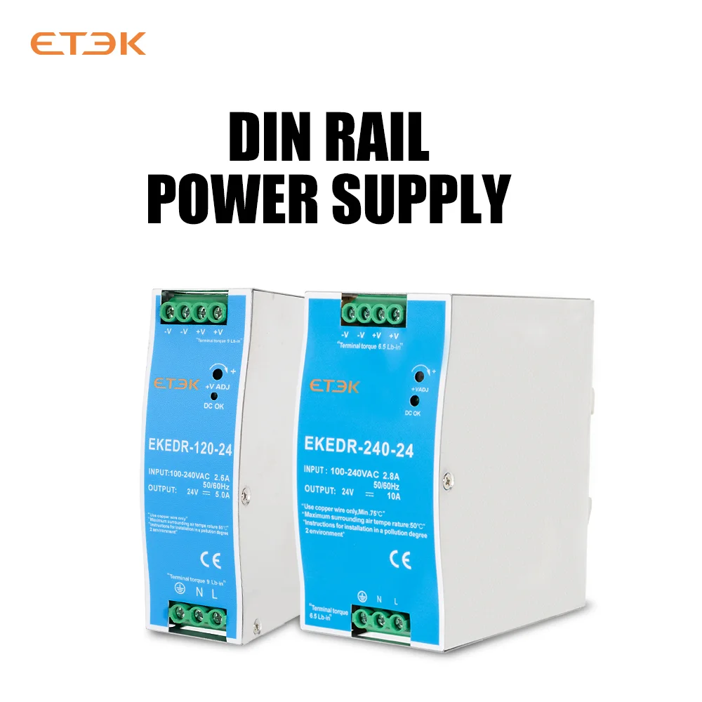 ETEK EDR NDR-fuente de alimentación conmutada de ,carril DIN Industrial24V transformador de potencia de salida única AC/DC EKEDR