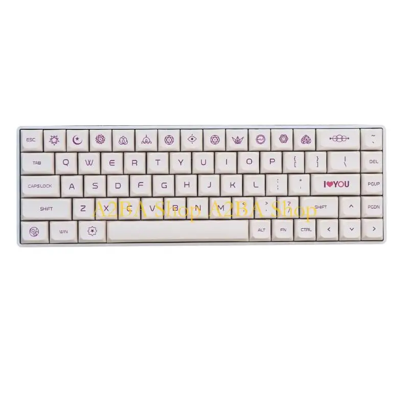 A2BA 137Keys Full Set Keycaps XDA Height PBT Material Milk Purplee Color For Multiple