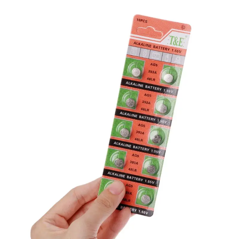 10pcs/lot AG5 1.55V Coin Cells AG5 LR754 Alkaline Batery SR754 193 393A 48LR G5A Button Batteries Pack