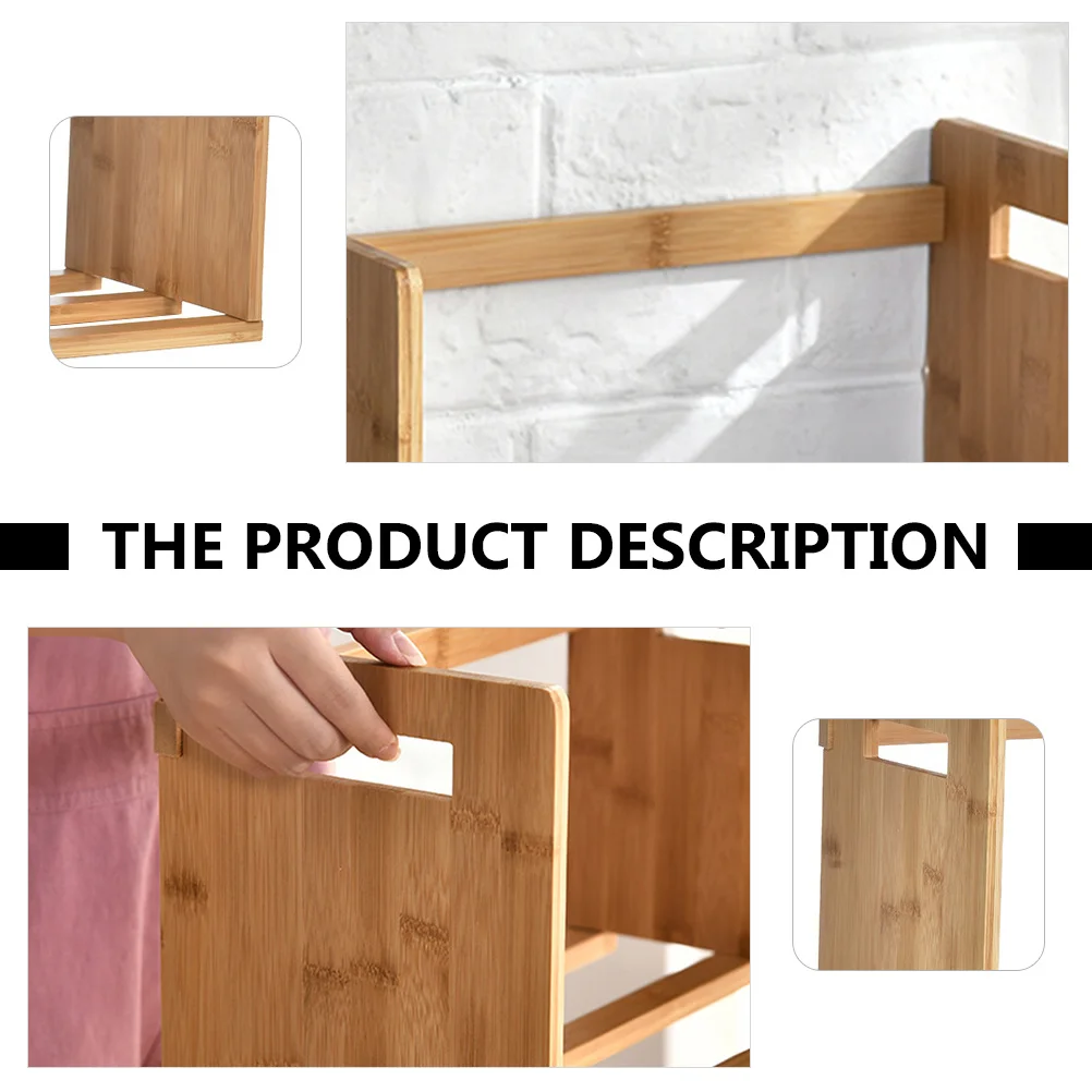 

1pc Bamboo Bookend Book Shelf For Home Office Wood Color Bamboo Bookend Storage Rack Book Storage Rack Holder Shelf