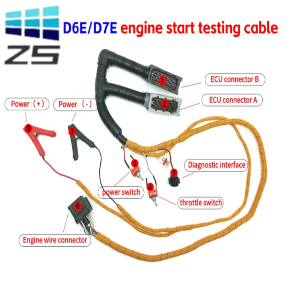 Excavator engine start diagnostic wiring harness, suitable for Volvo D6E and D7E engine start test cable 88894000