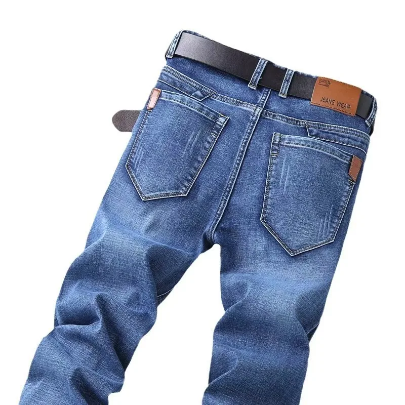 Herren-Jeans mit lockerem, geradem Bein, Retro-Waschung, elastische Freizeithose, geeignet für alle Jahreszeiten, vielseitige Hose.
