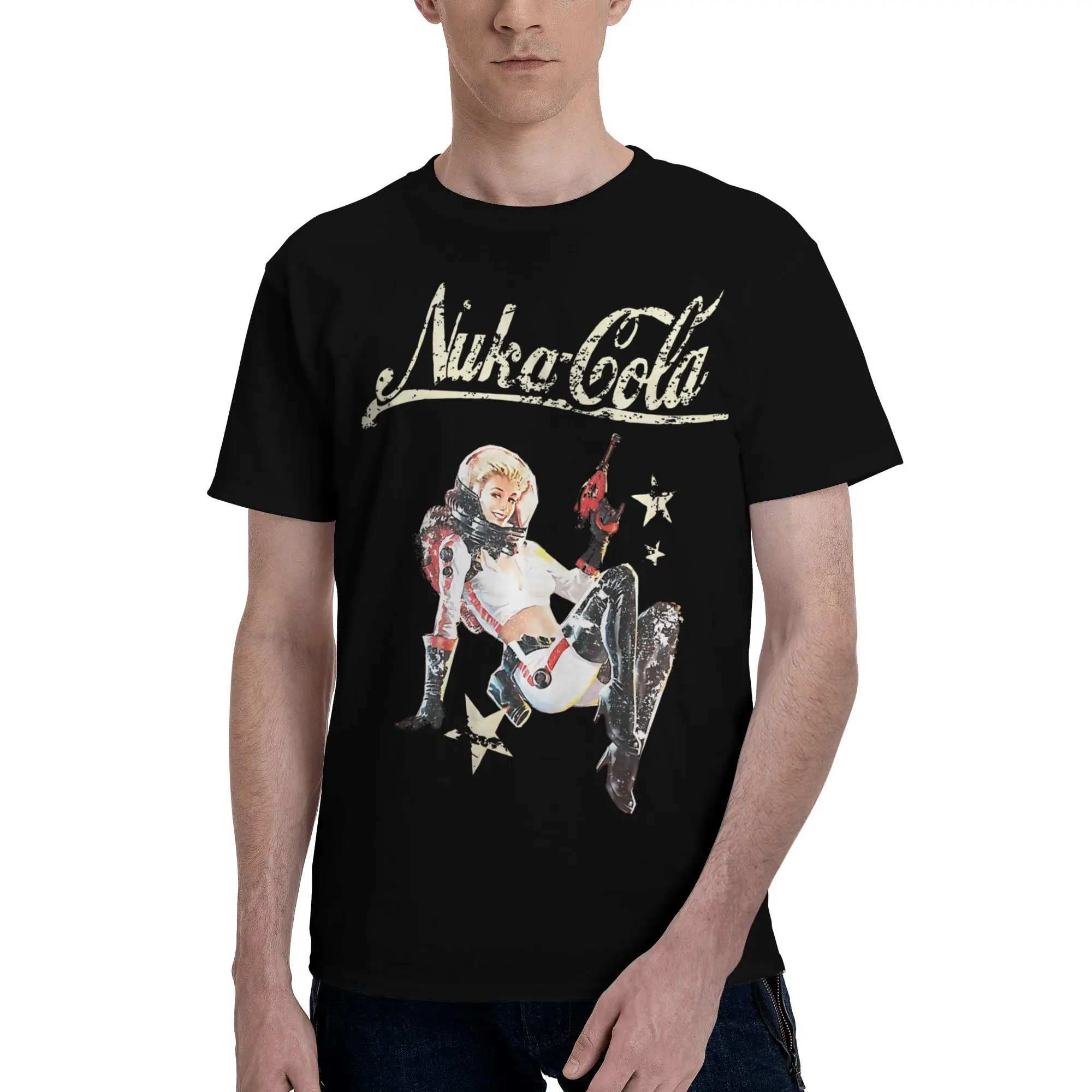 Image of Neuer Charakter zum Thema „Astronauten“ mit Nuka-Cola-Flasche, mit Marken-Fi-Vibe-T-Shirt für Herren mit Ärmeln