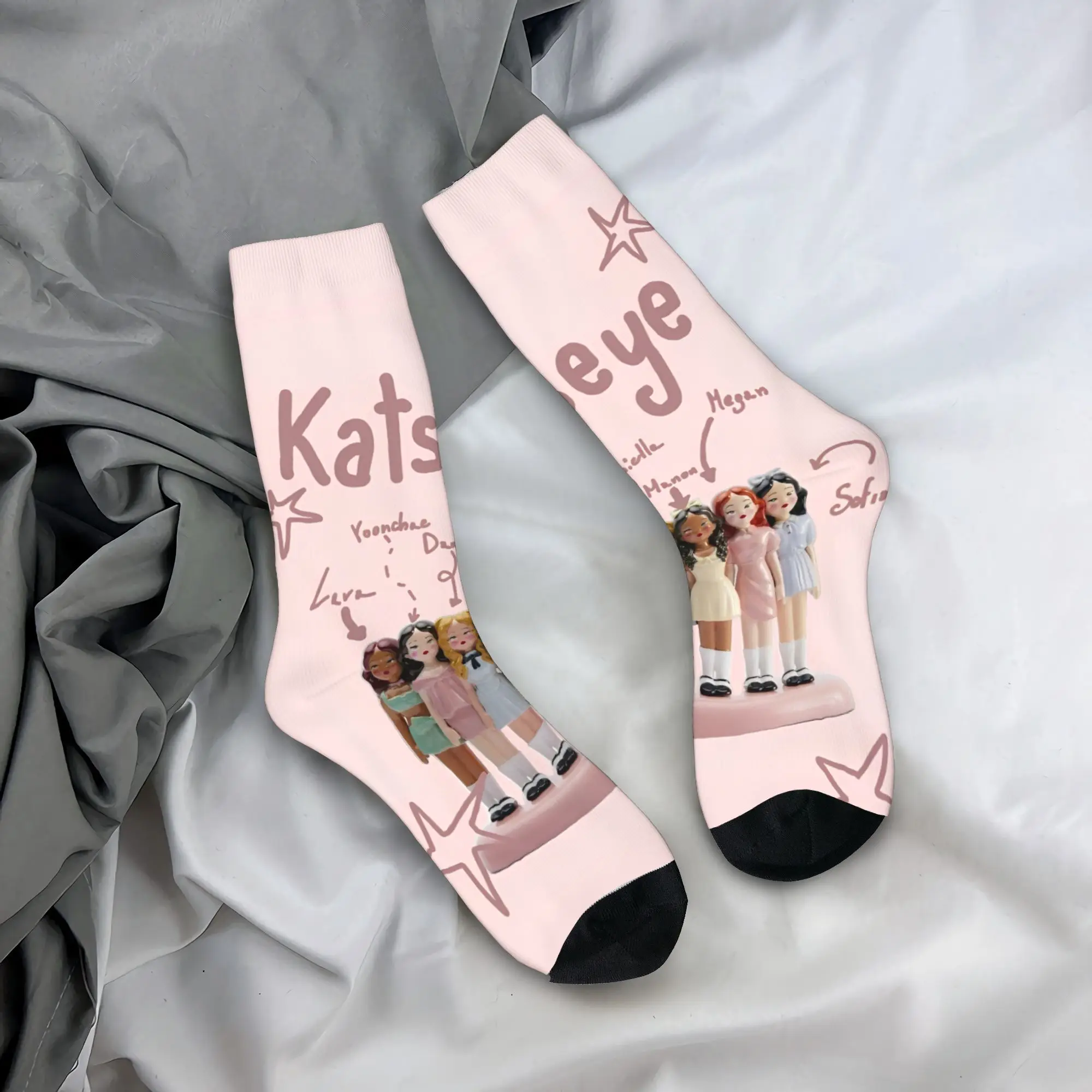 Корейский стиль KATSEYE Gnarly, чулки для взрослых и мужчин, качественные корейские носки, весенние уличные нескользящие носки с узором