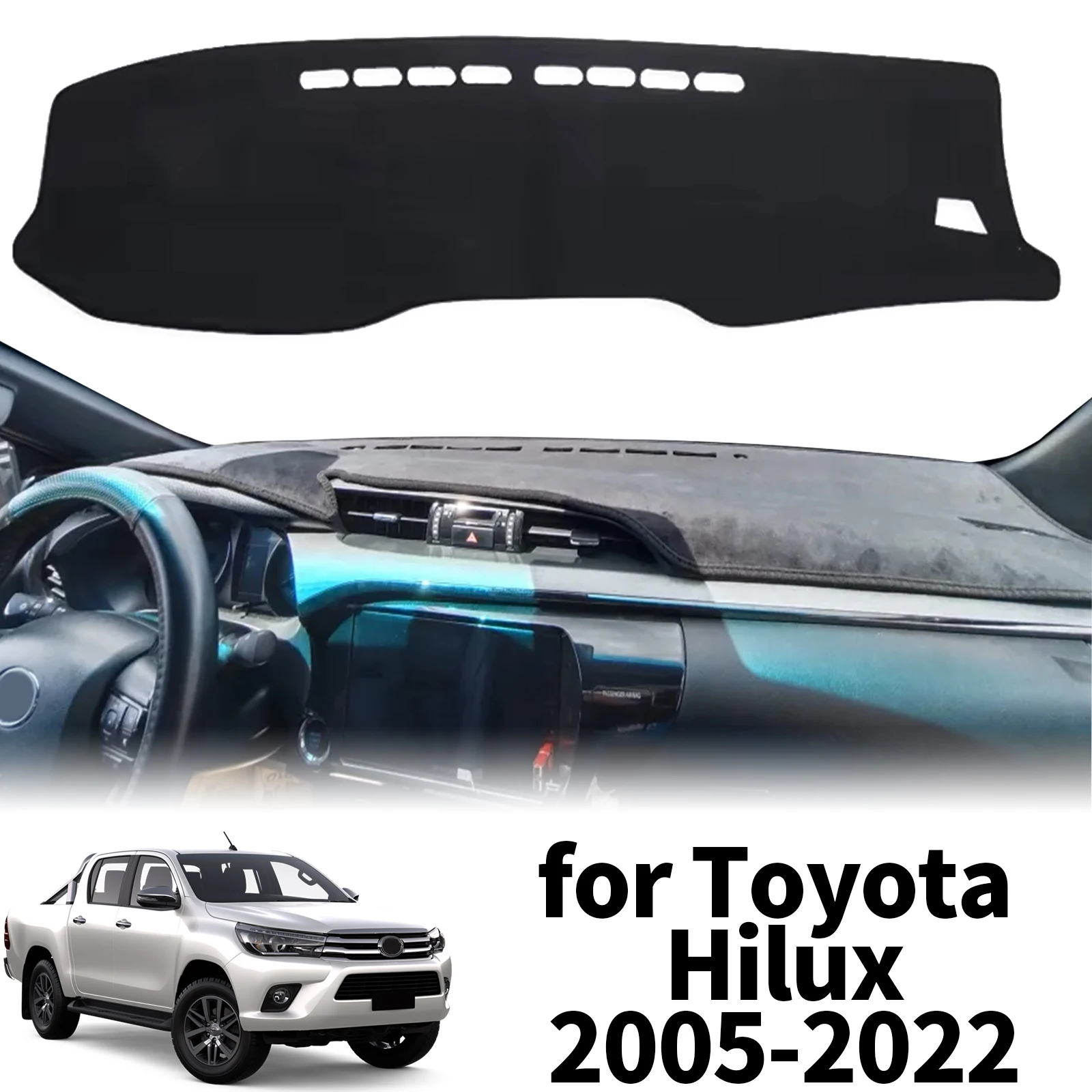 Fit for Toyota Hilux 2005-2022 Fortuner AN30 Car Dashmat Dashboard Cover Pad Protective Carpet DashMat Sunshade Accessories