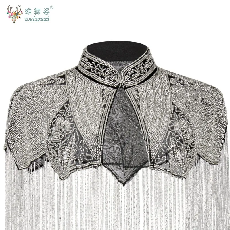 インドの繊細なビーズショール女性ロングタッセルチャイナクラウドショルダー手作りビーズファッションショーガウン古代スタイルショール