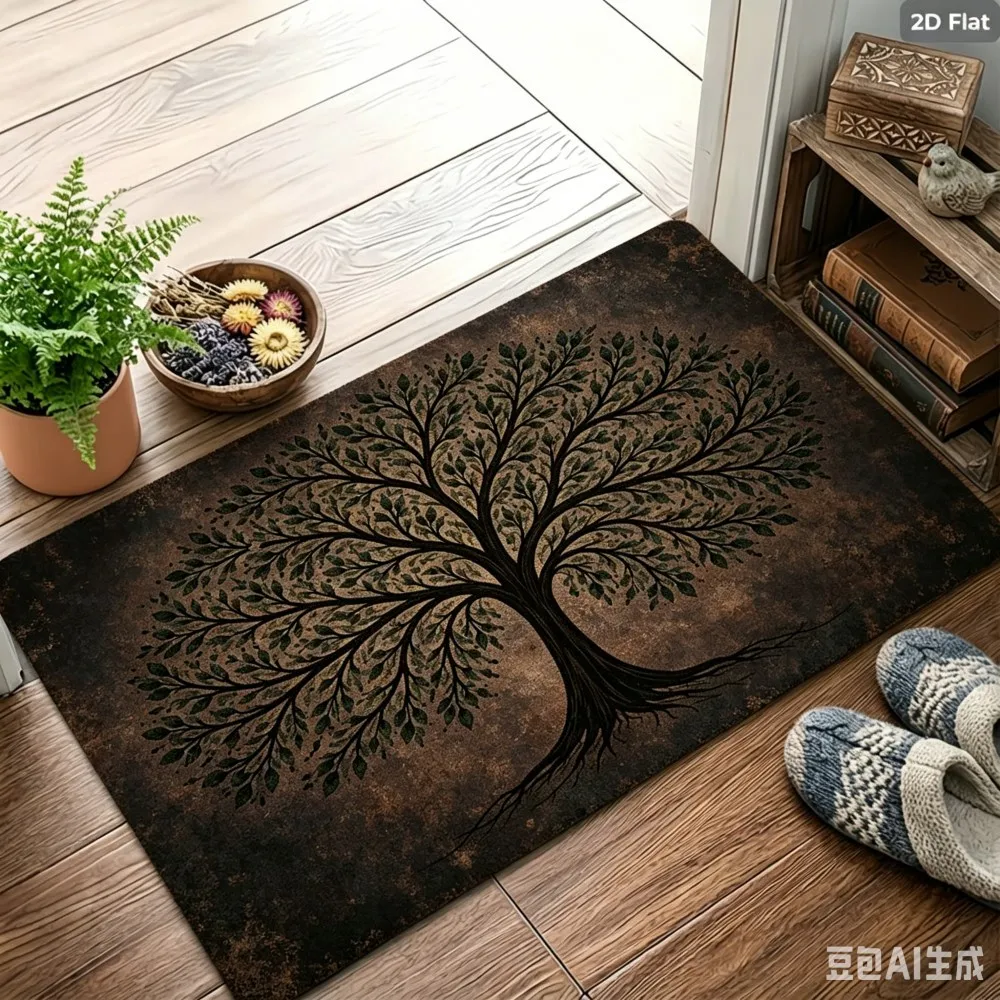 Tree of Life Welcome Mat Abstract Art Floor Rug Non Slip Bedroom Bath Carpet Entrance Doormat Home Decoration