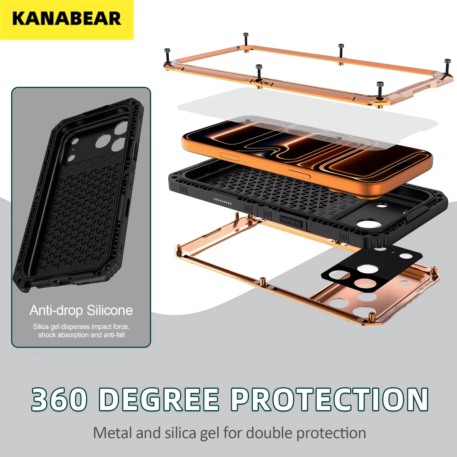 

Military Anti Shock Case For iPhone 17 Pro 16E Air 16 15 14 13 12 Pro Max IP68 Full Waterproof Silicone Protection Aluminum Case