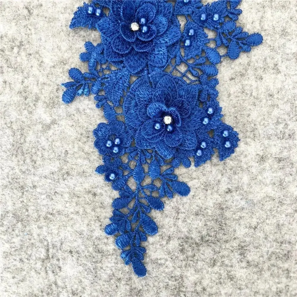 Cutout 3D Bead Embroidery Patch 3D Rhinestone Lace Embroidery DIY Sewing Corsage Accessories Multicolor Bride Veil Decoration