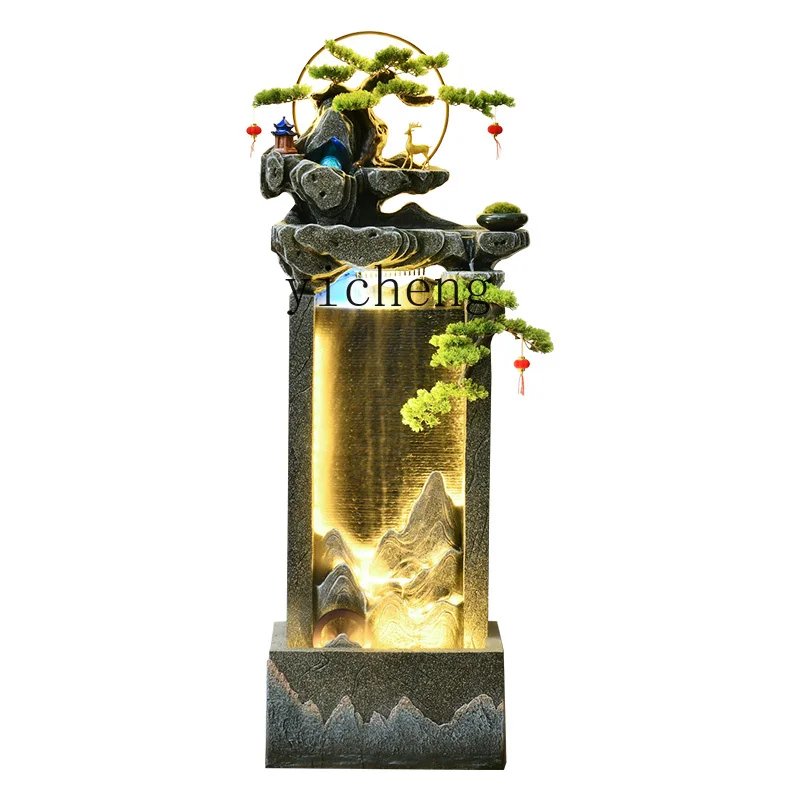 

XL Pastoral Artificial Mountain and Fountain Living Room Floor Decoration Water Curtain Wall Ornaments