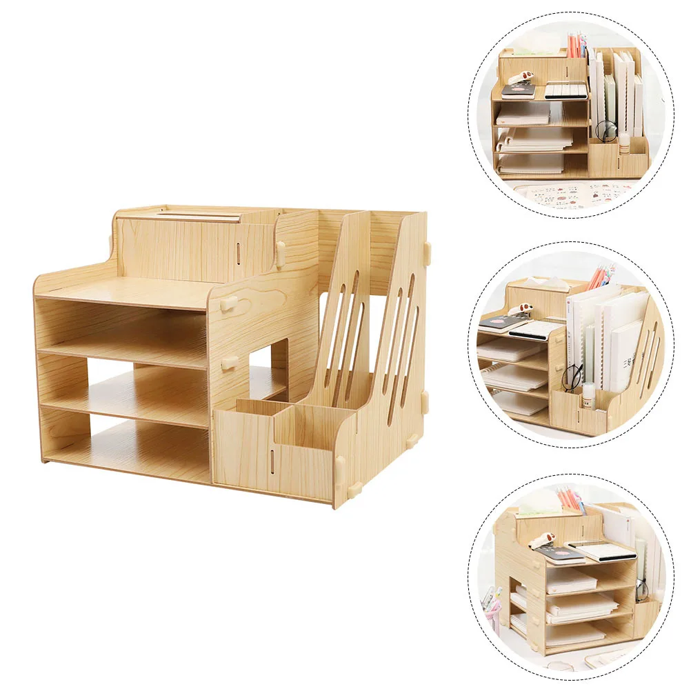 Drawer Style Wooden File Storage Rack Multi Compartment Desktop Organizer for Bills Documents Sundries Heavy Duty Document