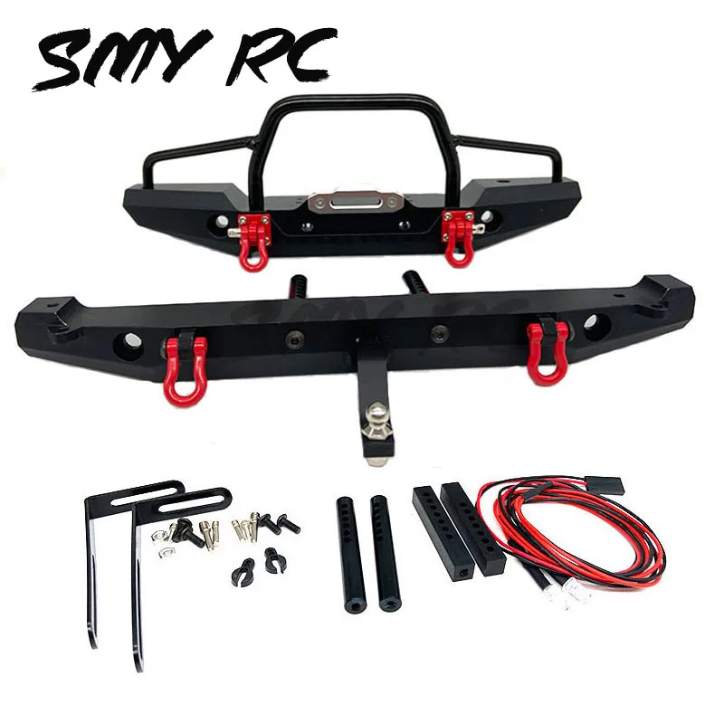 

Metal Front Rear Bumper with Led Lights for 1/10 RC Crawler Axial SCX10 & SCX10 II 90046 90047 Upgrade Parts