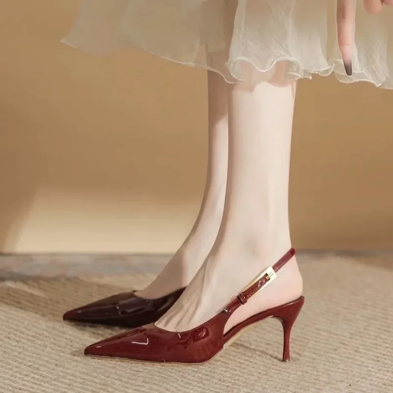 

Shoes Female 2025 Slingbacks Women's High Heel Fashion Dress Pumps Women Pointed Toe Buckle Strap High Thin Heel Women's Sandals
