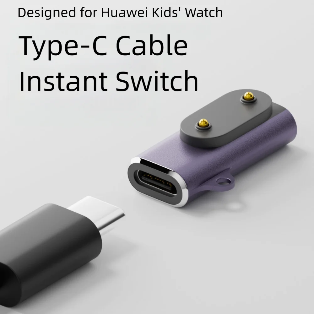 Typ-C-Buchse auf 2-Pin-Uhrenladegerät-Konverter, Hochgeschwindigkeits-Magnetladegerät-Adapter für Huawei Band 10/9/8/Fit3