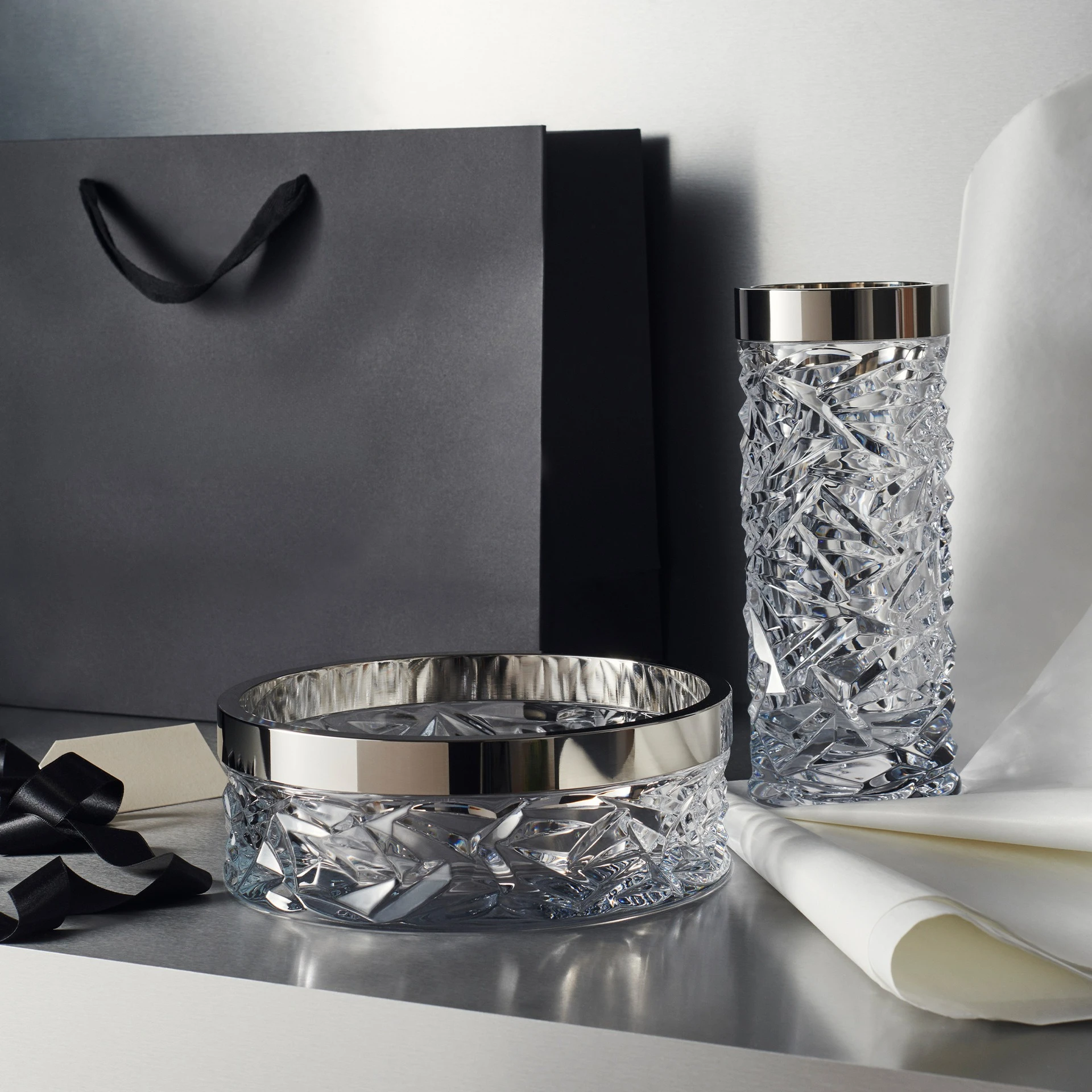 Handmade crystal glass bowl household Nordic style transparent creative fruit salad bowl