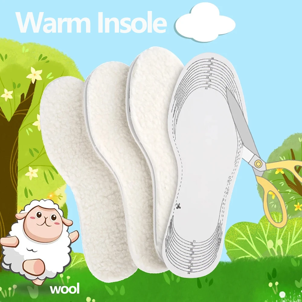 

Wool Warm Heated Insoles Winter Shoes Pads Thermal Thickened Artificial Cashmere Shoes Inserts Snow Boots Insole Warm Foot Pad