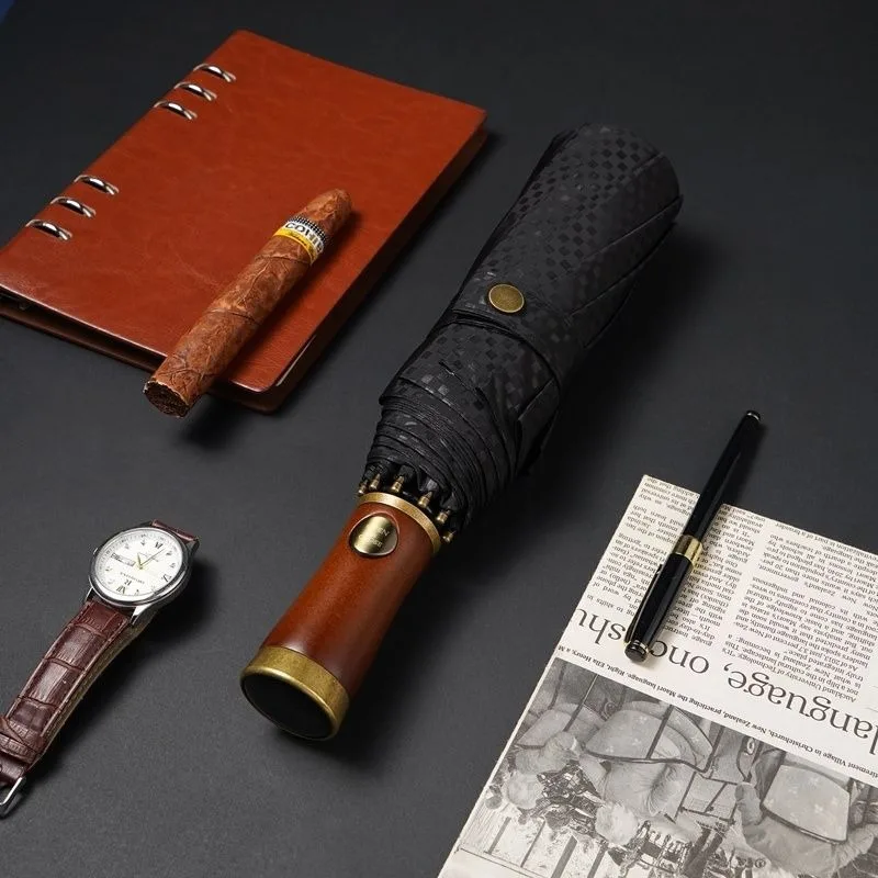 New Creative 380T Memory Cloth Nano Grid Fully Automatic Umbrella British Light Luxury Style Men's 10 Bone Business Umbrella