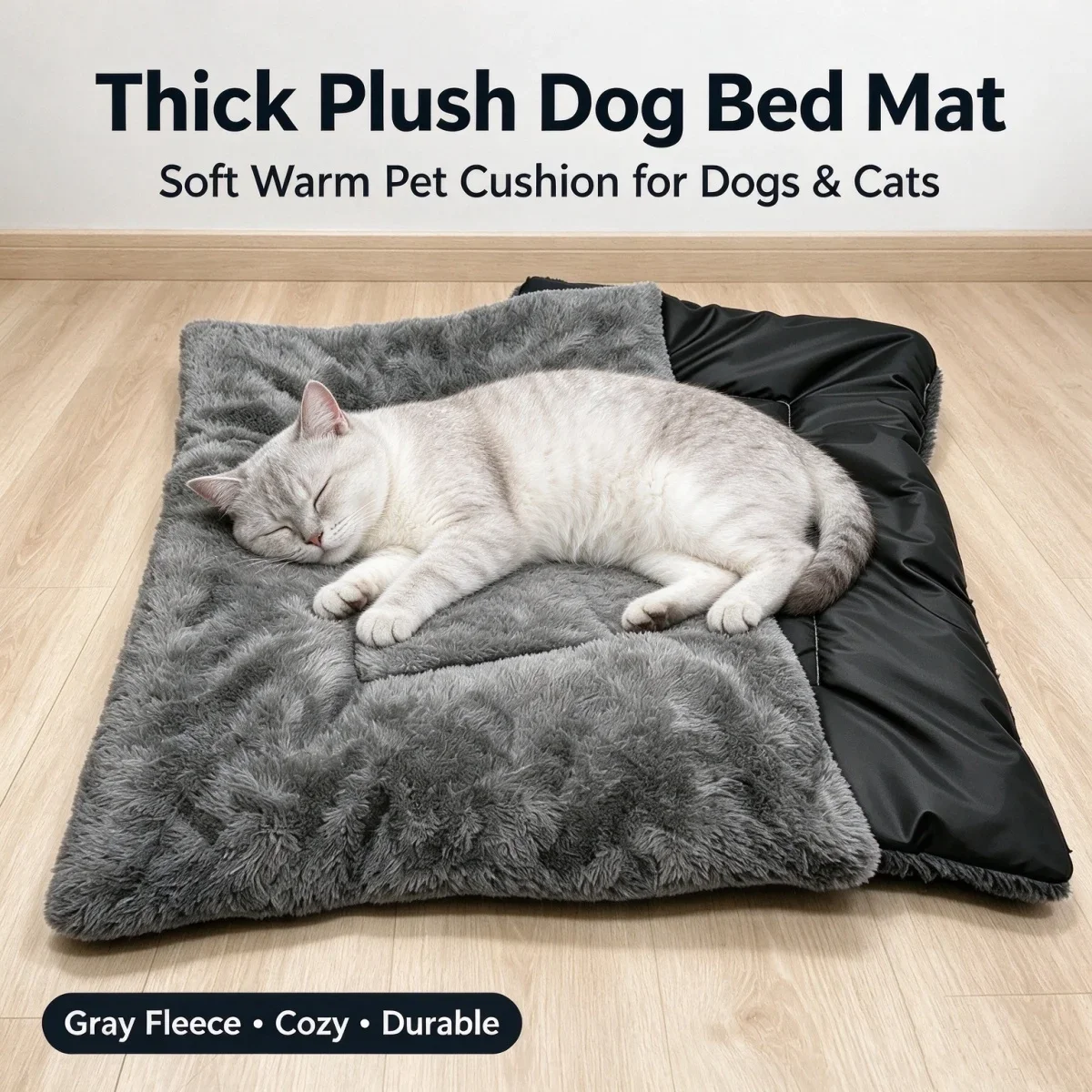 Calming Fluffy Dog Bed Large Pet Sleeping Mat Plush Warm Anti Anxiety Crate Pad Washable Cushion for Golden Retriever Puppy Cat