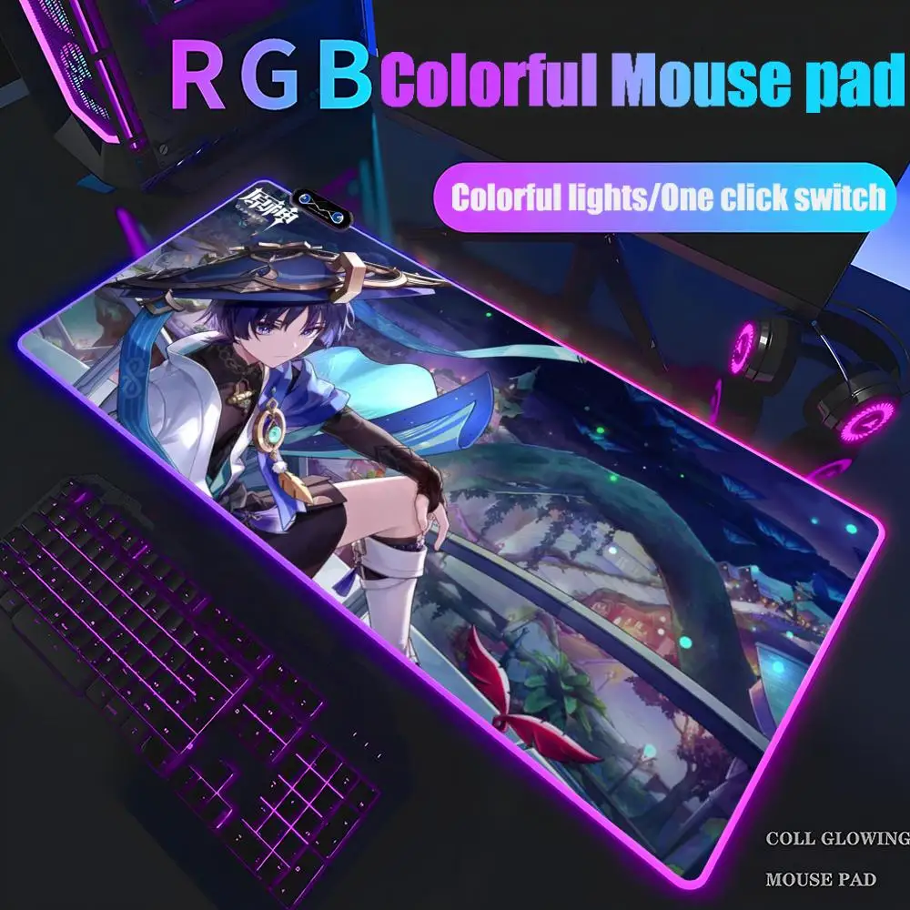 scaramouche Mouse Pad XXL RGB Mouse Pad Kawaii Gaming Accessories Computer keyboard Large Led Desk Mat Backlight Mousepad